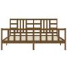 Honey Brown Solid Wood Bed Frame with Headboard | 200x200 cm