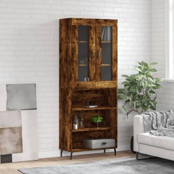 Stylish Highboard in Smoked Oak | 69.5x34x180 cm