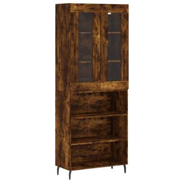 Stylish Highboard in Smoked Oak | 69.5x34x180 cm