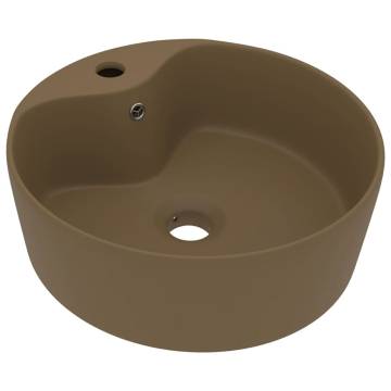 Luxury Matt Cream Wash Basin 36x13 cm - Elegant Ceramic Design