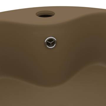 Luxury Matt Cream Wash Basin 36x13 cm - Elegant Ceramic Design