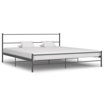 Grey Metal Bed Frame 200x200 cm - Durable & Stylish