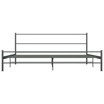 Grey Metal Bed Frame 200x200 cm - Durable & Stylish