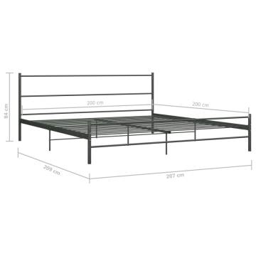 Grey Metal Bed Frame 200x200 cm - Durable & Stylish