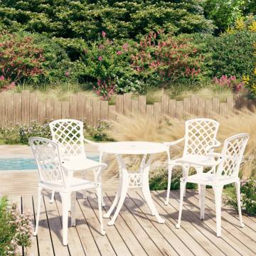 5 Piece White Bistro Set - Durable Cast Aluminium