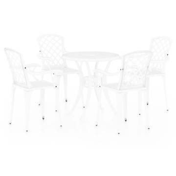 5 Piece White Bistro Set - Durable Cast Aluminium