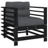 Garden Chairs with Cushions - 2 pcs Black Solid Pine Wood