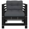 Garden Chairs with Cushions - 2 pcs Black Solid Pine Wood