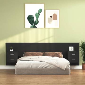 Stylish Black Bed Headboard with Cabinets - Hipomarket UK