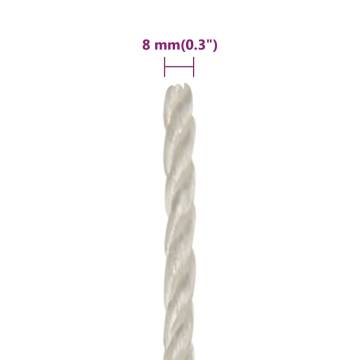 Work Rope White 8mm 100m Polypropylene - Durable & Versatile