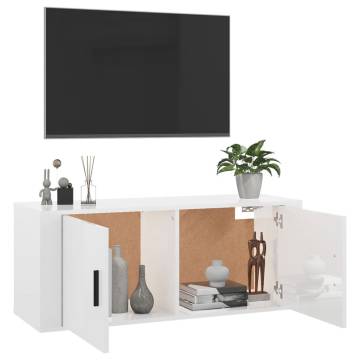 Wall Mounted TV Cabinet High Gloss White | Stylish Storage