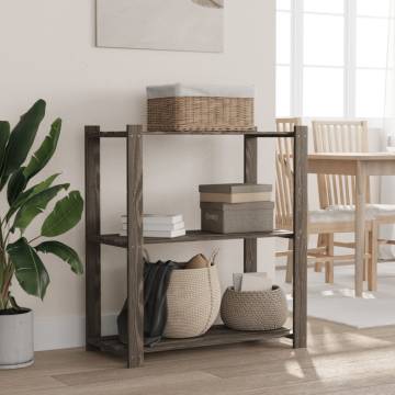 3-Tier Grey Storage Rack | Solid Pine 80x38x90 cm - HipoMarket