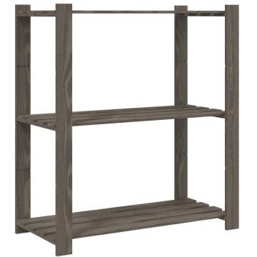 3-Tier Grey Storage Rack | Solid Pine 80x38x90 cm - HipoMarket