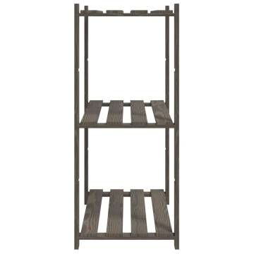 3-Tier Grey Storage Rack | Solid Pine 80x38x90 cm - HipoMarket