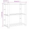 3-Tier Grey Storage Rack | Solid Pine 80x38x90 cm - HipoMarket