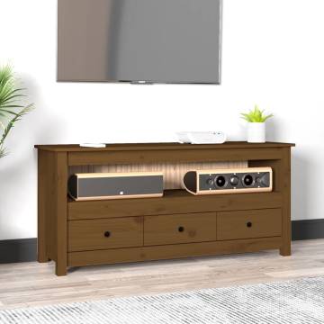 TV Cabinet Honey Brown | Solid Pine Wood 114x35x52 cm