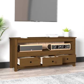 TV Cabinet Honey Brown | Solid Pine Wood 114x35x52 cm