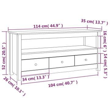 TV Cabinet Honey Brown | Solid Pine Wood 114x35x52 cm