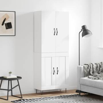 Stylish Highboard White 69.5x34x180 cm - Hipomarket