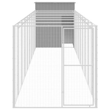 Dog House with Run - Light Grey Galvanised Steel 165x1067 cm