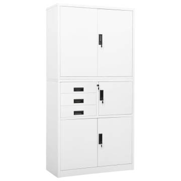 Office Cabinet White 90x40x180 cm Steel - Durable Storage