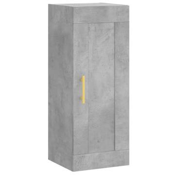 Stylish Highboard Concrete Grey - 34.5x34x180 cm Engineered Wood