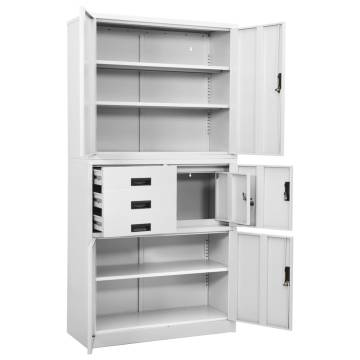 Office Cabinet White 90x40x180 cm Steel - Durable Storage