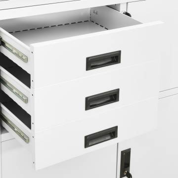 Office Cabinet White 90x40x180 cm Steel - Durable Storage