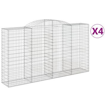 Arched Gabion Baskets 4 pcs - Galvanised Iron for Garden