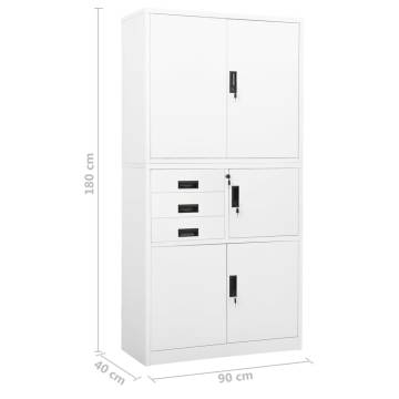 Office Cabinet White 90x40x180 cm Steel - Durable Storage