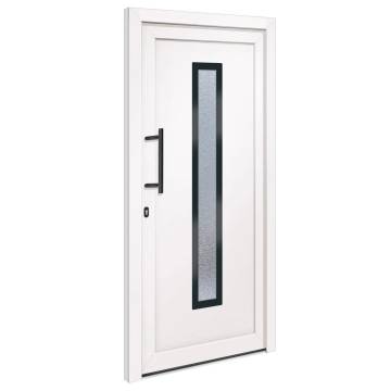 Front Door White 98x208 cm PVC - Secure & Elegant Design