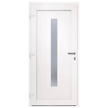 Front Door White 98x208 cm PVC - Secure & Elegant Design