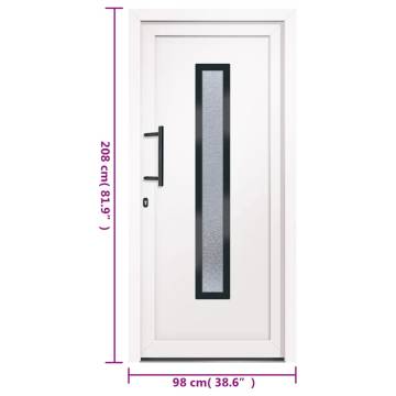 Front Door White 98x208 cm PVC - Secure & Elegant Design