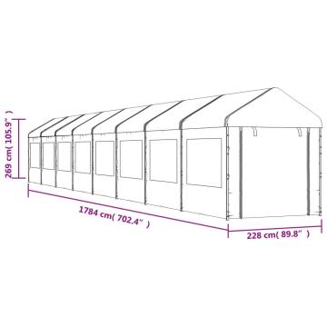 Gazebo with Roof White 17.84x2.28m - Durable Outdoor Shelter