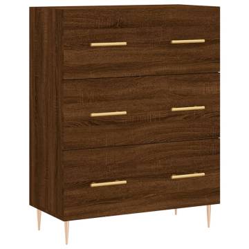 Stylish Highboard Brown Oak | 69.5x34x180 cm Engineered Wood