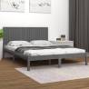 Bed Frame Grey Solid Wood Pine 200x200 cm Colour grey Size 200 x 200 cm 