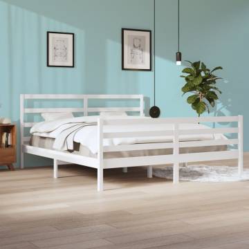 White Solid Wood Pine Bed Frame 200x200 cm - HipoMarket