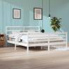 Bed Frame White Solid Wood Pine 200x200 cm Colour white Size 200 x 200 cm 