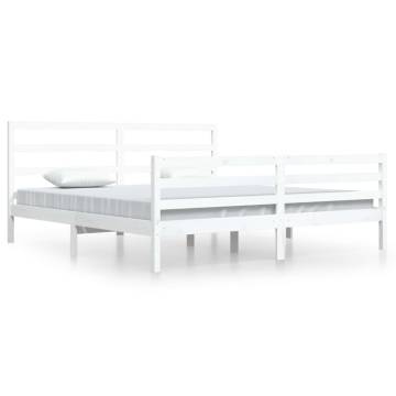 White Solid Wood Pine Bed Frame 200x200 cm - HipoMarket