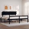 Bed Frame with Headboard Black 200x200 cm Solid Wood Colour black Size 200 x 200 cm 