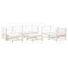 7 Piece Garden Lounge Set - White Solid Pine - Hipomarket