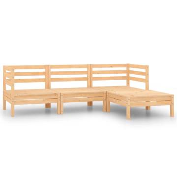 4 Piece Garden Lounge Set - Solid Pinewood Furniture