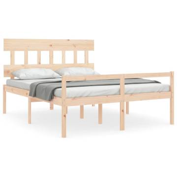 King Size Bed Frame with Headboard - Solid Wood Design