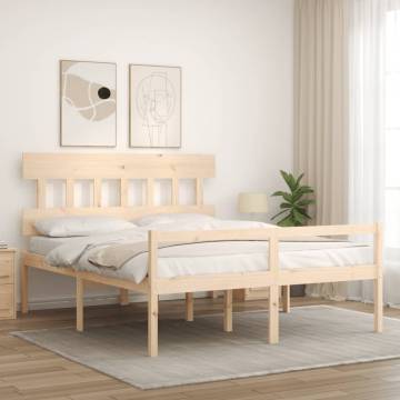 King Size Bed Frame with Headboard - Solid Wood Design