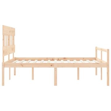 King Size Bed Frame with Headboard - Solid Wood Design