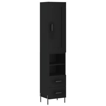 Stylish Highboard Black 34.5x34x180 cm | Hipo Market