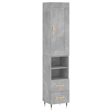 Stylish Highboard in Concrete Grey - 180 cm Engineered Wood