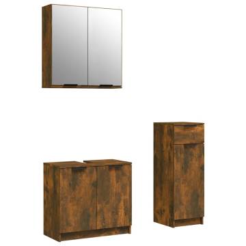 3 Piece Bathroom Cabinet Set | Smoked Oak | Stylish Storage