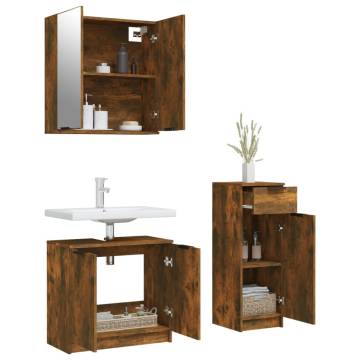 3 Piece Bathroom Cabinet Set | Smoked Oak | Stylish Storage