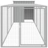 Chicken Cage with Run - Light Grey Galvanised Steel 110x405 cm